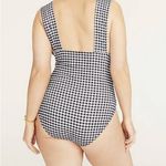 J.Crew  Womens V-Neck One-Piece Swimsuit Navy Gingham Size 24 BE747 NWT‎ Photo 2