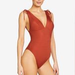 Robin Piccone  ANGELA V PLUNGE ONE PIECE, Size 2, Spice Color, $186 Photo 2
