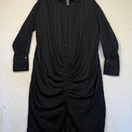 Pretty Little Thing ‎ Dress Black Textured Gathered Long Sleeve Maxi Shirt Plus 20 Photo 0