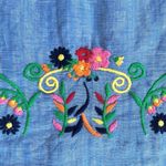 Talbots NWT Embroidered Linen Blend Chambray Skirt Size 2 Petite Photo 1