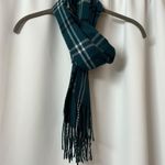 NWOT Cejon Blue Green Plaid Acrylic Scarf With Fringe Photo 1