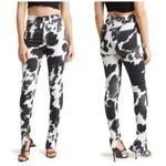  WeWoreWhat Cow Print Black White Stiletto Slit Jeans 26 NEW‎ *FLAWS Photo 1