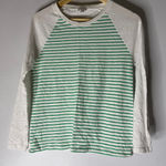 J.Crew Factory Raglan Girlfriend Long Sleeve T-shirt Green White Stripe Small Photo 0