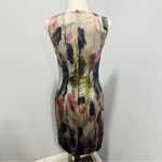 Jay Godfrey Size 8 Multicolor Shimmer Satin Abstract Cocktail Pencil Dress Silver Photo 2