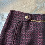 Etcetera  Red and Black Textured Pencil Skirt Gold Chain Women’s Size 0 Photo 1