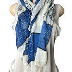 #795 Blue and White with Skull Print Scarf Photo 0