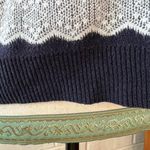 American Eagle  Blue Sweater With White Crocheted Stripes Photo 5