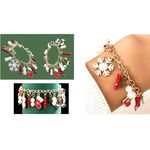 Christmas Charm Bracelet New Bells Gingerbread Man Stocking Wreath Candy… Red Photo 3