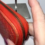 Bottega Veneta  Red/Orange Intrecciato Woven Nappa Leather Zip Around Wallet Photo 4
