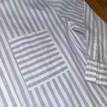 AYR  the deep end lilac stripe button down blouse shirt size XL Photo 3