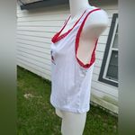 Cherry Embroidered White and Red Lace Trim Tank Top Size XL Photo 2