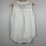 Laura Bianchi Linen Top Women's L White Crochet Lace V Photo 1
