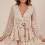 Hello Molly Long Sleeve Patterned Cream Romper Photo 0