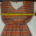 Expresso Striped Short Sleeve Gathered Dress S 80s Prints Rainbowcore Classic Red Photo 3