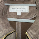 Marc New York  Brown‎ Faux Suede Jacket Gold Zip Front Size L Photo 3