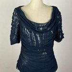 Tadashi Shoji  Navy Sheer Mesh Sequin Top Photo 0