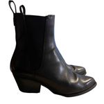 Michael Kors Black Leather Pointed Toe Chelsea Boots Western Style Block Heel Photo 1