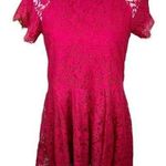 Free People  Short Sleeve Lace Open Back Mini Dress Tunic Magenta Red  XS Photo 0