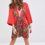 Free People Tallula Poppy Orange Deep-V Mixed Floral Boho Dress Size S Photo 1