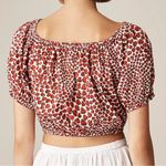 J.Crew  cinched waist cropped top in strawberry swirl cotton poplin XS blouse new Photo 2