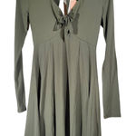GB Olive Tie Front Cutout Mini Dress XS NWT | Long Sleeve Flowy Fit Photo 0