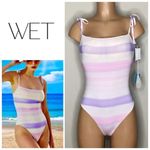 Anthropologie New. WET from L.A. pink and purple stripe swimsuit.  small. Retails $148 Photo 1