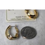 NWT Ear Sense Retro Gold Tone Double Oval Hoop Latch Back y2k Fashion Earrings Photo 1