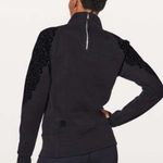 Lululemon  Floral Flock Pullover Black Sz 4 half zip velvet printed sweatshirt Photo 0