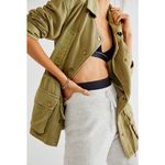 Free People Saturday Utility Jacket in Khaki Olive Green Size Medium NWOT Photo 1