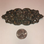 Antique Victorian Brass Floral Water Lily Vintage Brooch Shoulder Pin Silver Photo 1