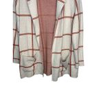 Loft Cream Burnt Orange Plaid Knit Blazer Cardigan Sweater Women Size Medium Photo 5
