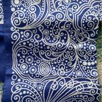 Vintage Prisu Italian blue white paisley long neck hair scarf Multiple Photo 4