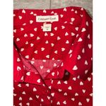 Coldwater Creek  Sz 12 Medium Red Hearts Valentine's Button-Down 3/4 sleeve cotto Photo 3