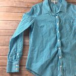 Ellen Tracy BLUE CHECKERED GINGHAM BASIC BUTTON UP LONG SLEEVE Photo 1