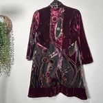 Chico's NEW Chico’s Travelers Collection Velvet Burnout Kimono Black Wine Size XS 0 Photo 9
