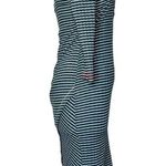 Free People  Blue White Striped Ribbed Midi 3/4 Sleeve Boat Neck Beach Dress XS Photo 4