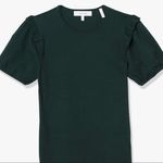 Lark & Ro Women's Ruffle Shoulder Sweater dark green Sz medium Photo 6