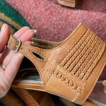 White House | Black Market  siesta real leather block heel sandals cognac braided Photo 6