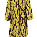 Anthropologie Vintage Off the Shoulder Neon Leaf Print Tunic Shirt Dress Photo 0