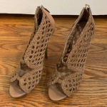 Badgley Mischka Mark & James  Leather Stiletto heel peep toe bootie Brown Size 10 Photo 0