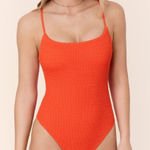 ANDIE The Fiji One Piece Seersucker Vermillion Orange size L NWT Photo 0