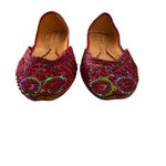 Red Green sequin beaded hand made Khussa flats genie shoes Fall Holiday Festive Size 9 Photo 1
