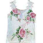 Floral Lace Strap Tank Top White Size M Photo 1