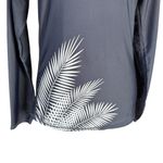 Black long sleeve crewneck stretchy pullover white leaf shirt women's size M Size M Photo 5