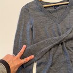 Gap  Charcoal V-Neck 100% Wool Sweater Size Medium Photo 3
