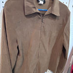 Briggs New York  Women's Brown Suede Look Zip Front Jacket Size 14 Photo 0