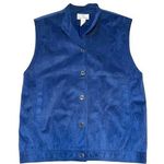 Vintage Da Rue Womens Vest Jacket Faux Suede Button Down Cobalt Blue Size 8 Photo 0