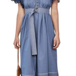 Hunter Bell Dress Women Medium Blue Cotton Puff Sleeve Valencia Midi Boho Photo 0