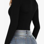 MANGOPOP Women's Scoop Neck Short Sleeve Long Sleeve Stretchy Basic Bodysuit Shirt Photo 1