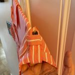 SO π΅ Ladies vertical stripe orange button down shirt with chest pockets size SM Photo 8